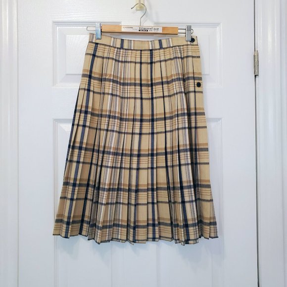 Jaeger Vintage 80s tartan plaid skirt pleated wool skirt tartan | Size 12| - Picture 5 of 5